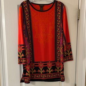Multiples Red and Black Patterned Tunic